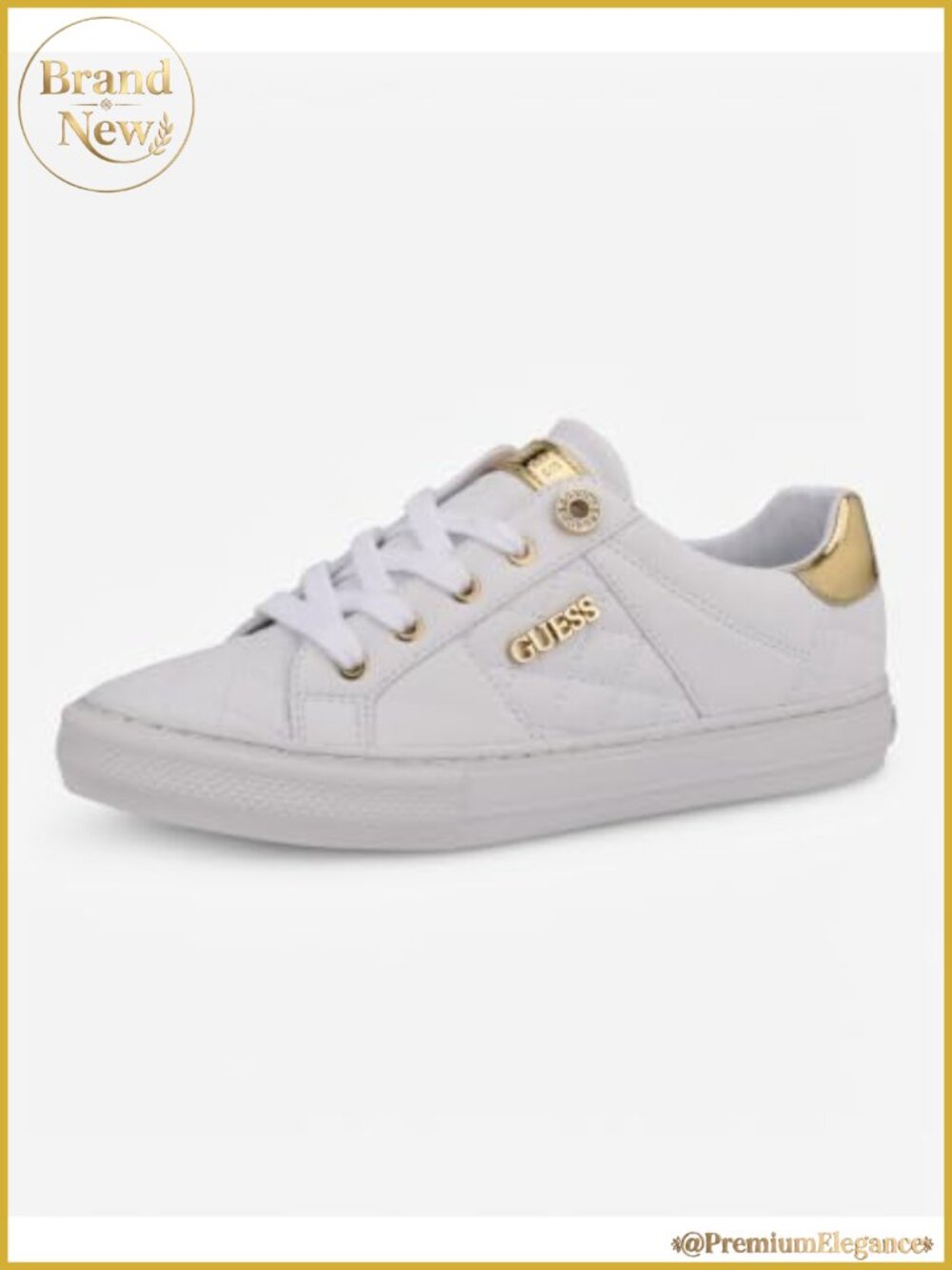 Quilted Faux Leather Platform Sneakers Lace-Up Walking Shoes